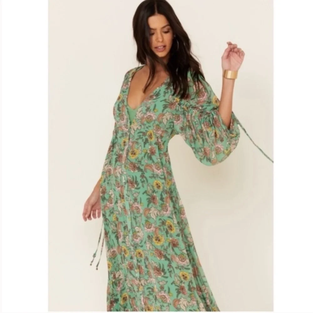 Free People Earthfolk Floral Maxi Dress in Green Combo - Picture 6 of 16